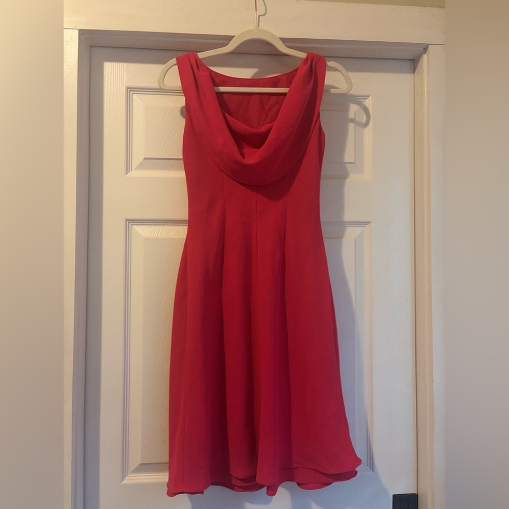 Evan Picone Red Sleeveless Cowl-Neck Midi Dress